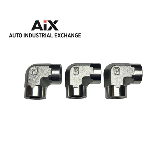 Lot of 3 Parker 3/8 DD-S 90° Elbow NPTF Pipe Fittings Steel 4500 PSI