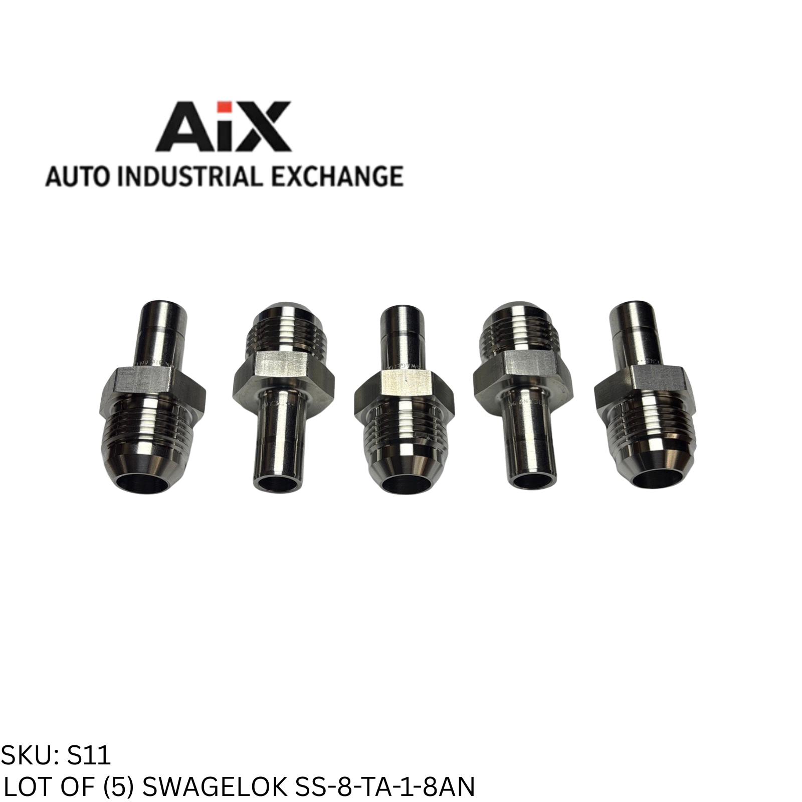 Lot of 5 Swagelok SS-8-TA-1-8AN Stainless Tube Adapter 1/2" Tube x 1/2" AN