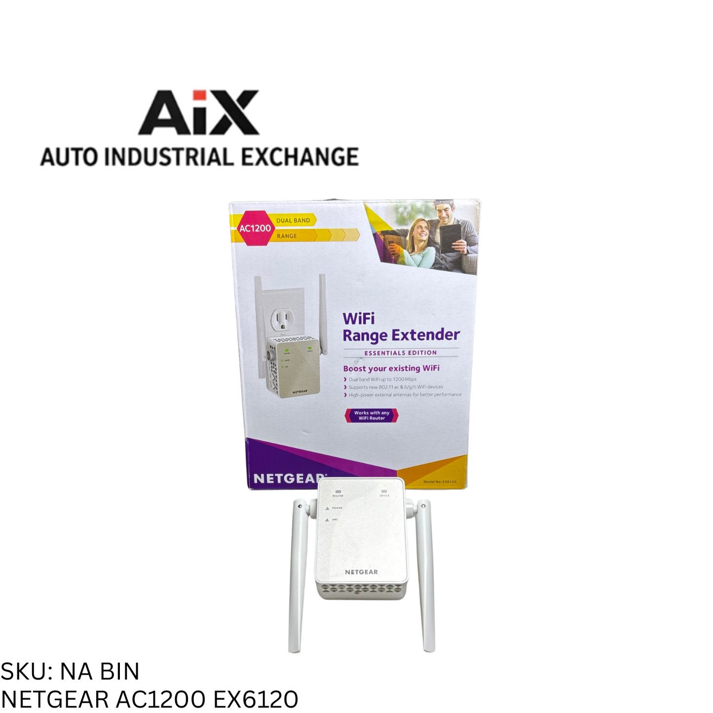 Netgear EX6120 AC1200 WiFi Range Extender Dual Band 1200Mbps Wall Plug Booster