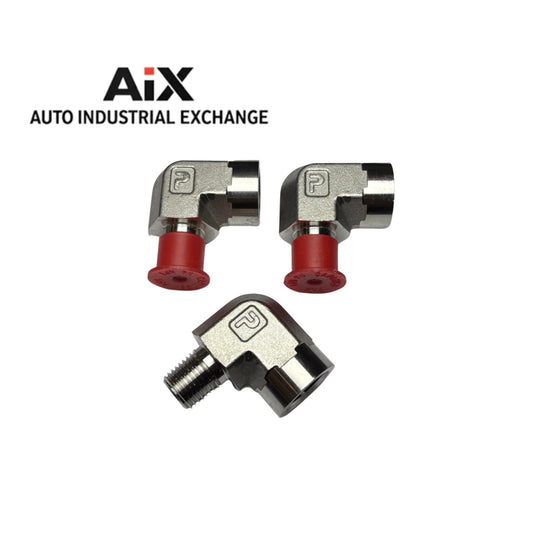 Lot of 3 Parker 1/4 x 3/8 CD-SS 90° Elbow NPT Pipe Fittings Stainless Steel