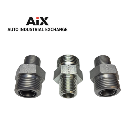 Lot of 3 Parker 12-8 FLO-S ORFS to NPTF Male Pipe Connector 3/4” x 1/2” Steel