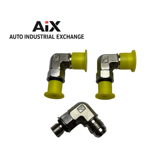 Lot of 3 Parker 6-4 C50X-SS 90° Elbow Adapter 3/8” JIC x 7/16”-20 ORB SS