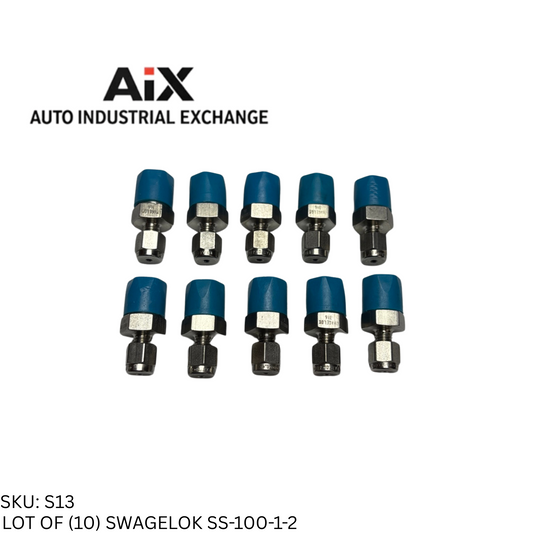 Lot of 10 Swagelok SS-100-1-2 Stainless Tube Fitting Male Connector 1/16 x 1/8