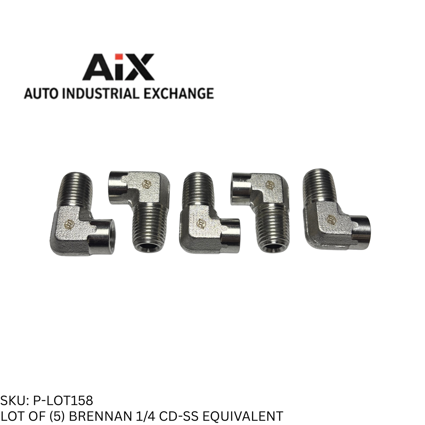 Lot of 5 Brennan 1/4 CD-SS 90° Elbow Adapter Male NPTF x Female NPTF 5000 PSI SS