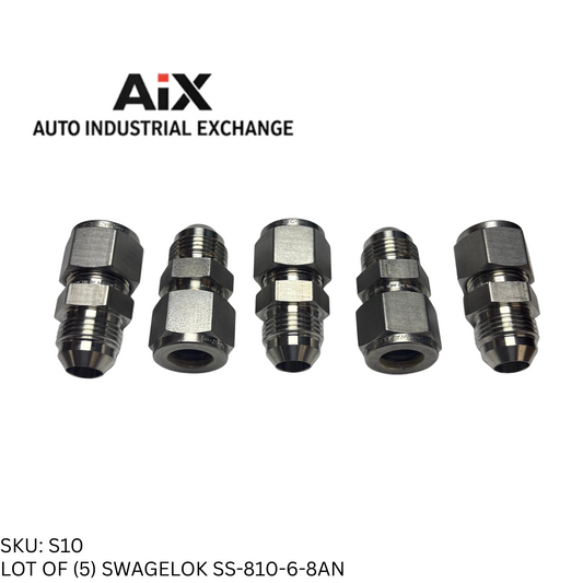 Lot of 5 Swagelok SS-810-6-8AN 316 SS Tube Union Fittings 1/2" x 1/2" AN