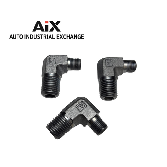 Lot of 3 Parker 1/4 x 1/8 CR-S Male Pipe NPT/NPTF Steel 90° Elbow 4k PSI