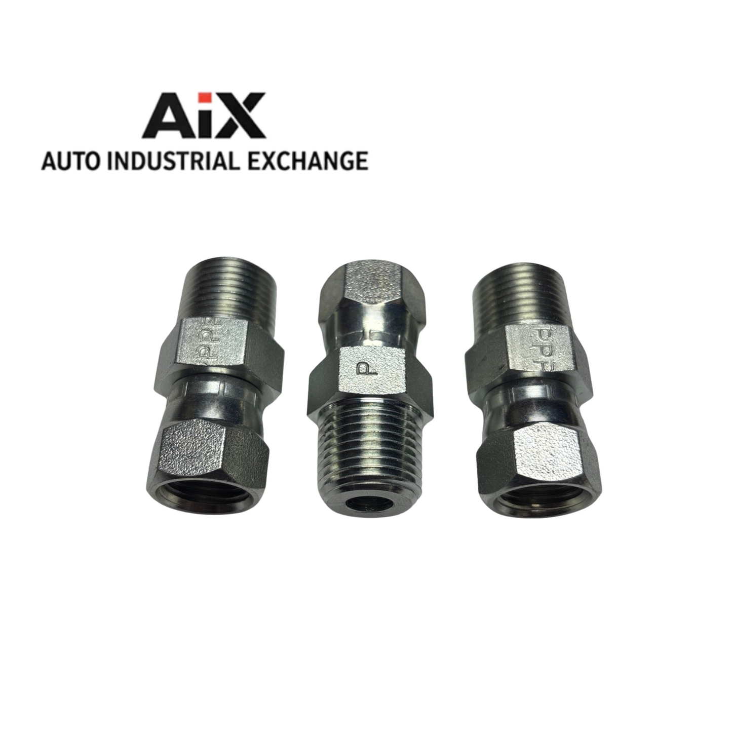 Lot of 3 Parker 6-6 F6X-S 37° Flare Female Swivel to Male NPT Steel