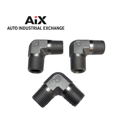 Lot of 3 Parker 1/2 CR-S 6000 PSI Steel 90° Elbow Male NPT Pipe Fittings