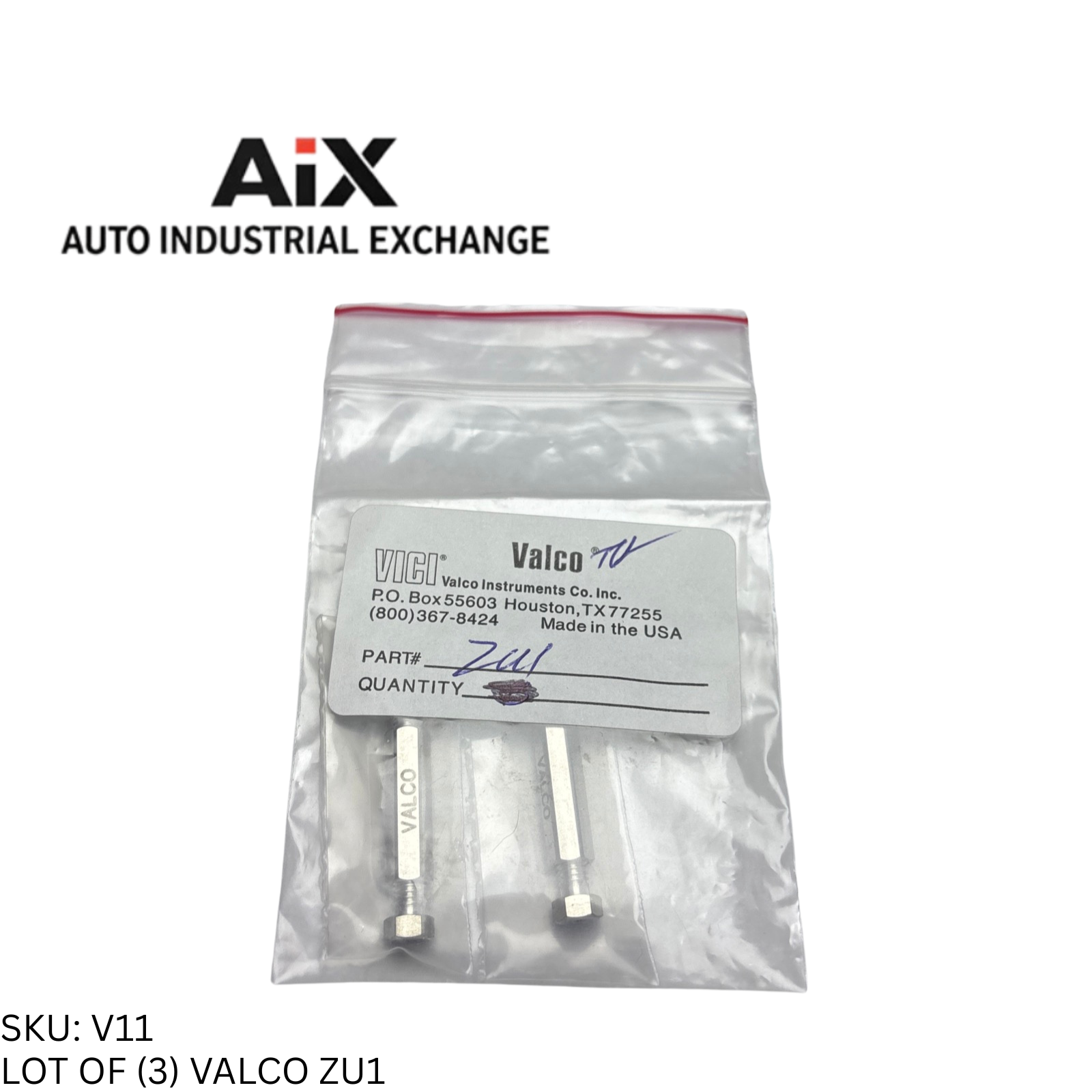 Lot of 3 Valco ZU1 Union 1/16" 0.75 mm Bore Stainless Steel HPLC Connectors