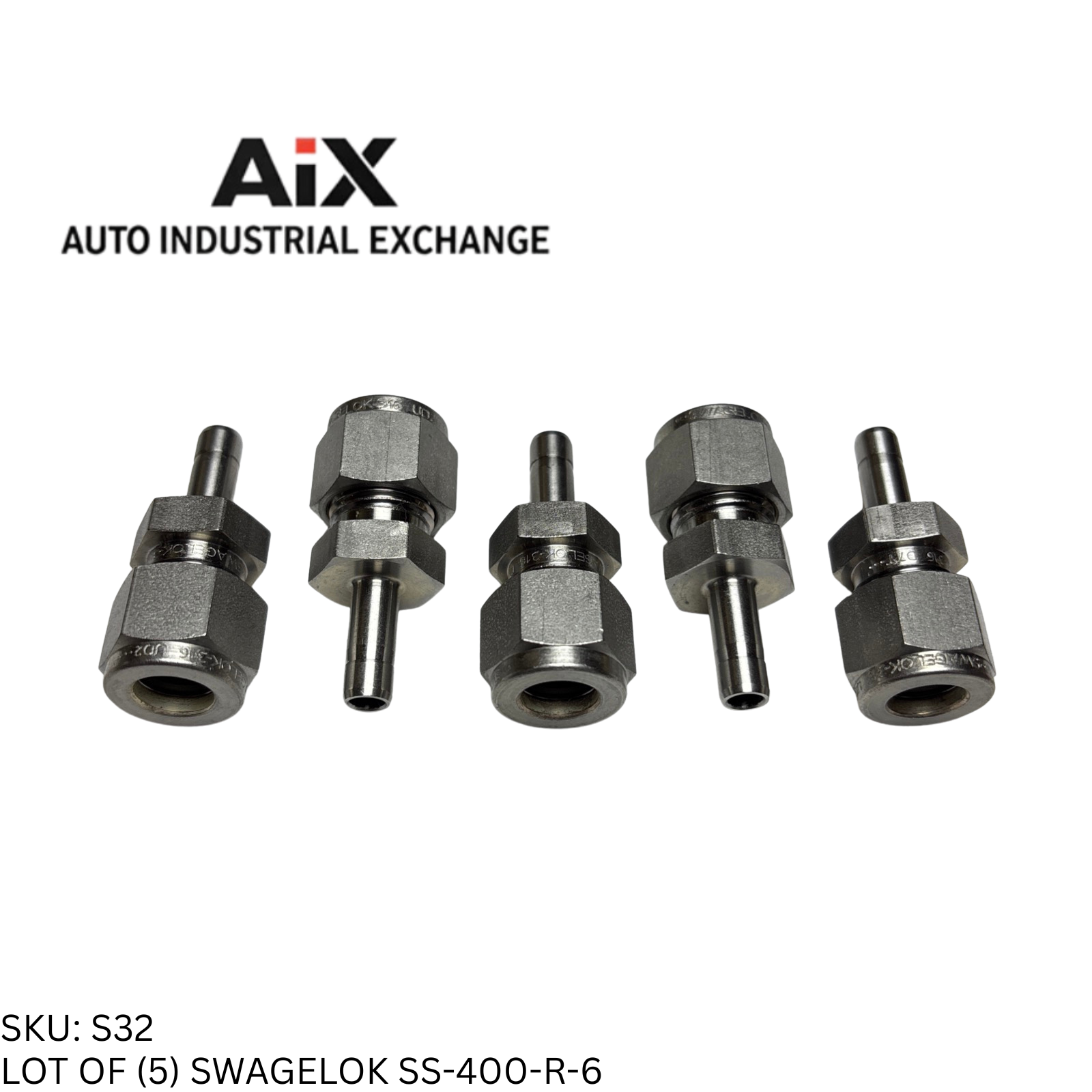 Lot of 5 Swagelok SS-400-R-6 Tube Fitting Reducer 1/4" Tube OD x 3/8" Tube Adapt