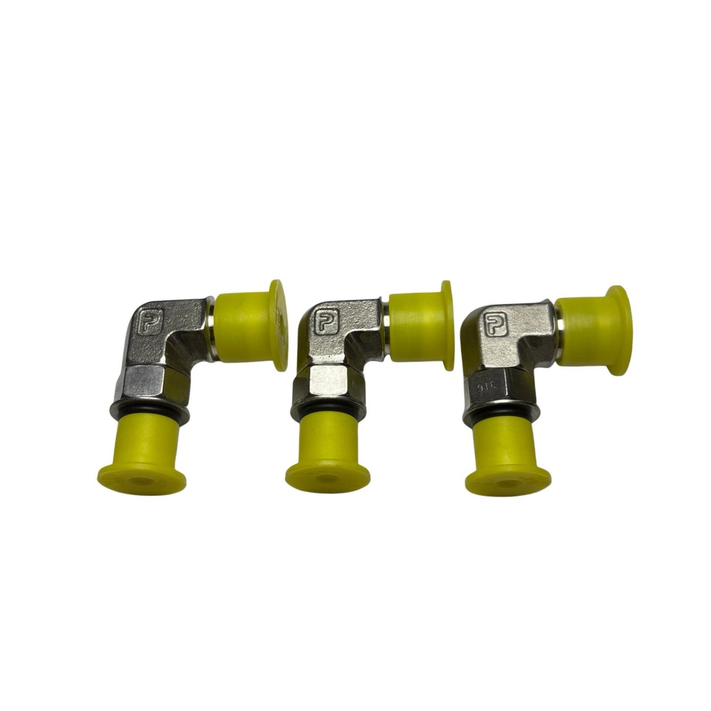 Lot of 3 Parker 6-4 C50X-SS 90° Elbow Adapter 3/8” JIC x 7/16”-20 ORB SS