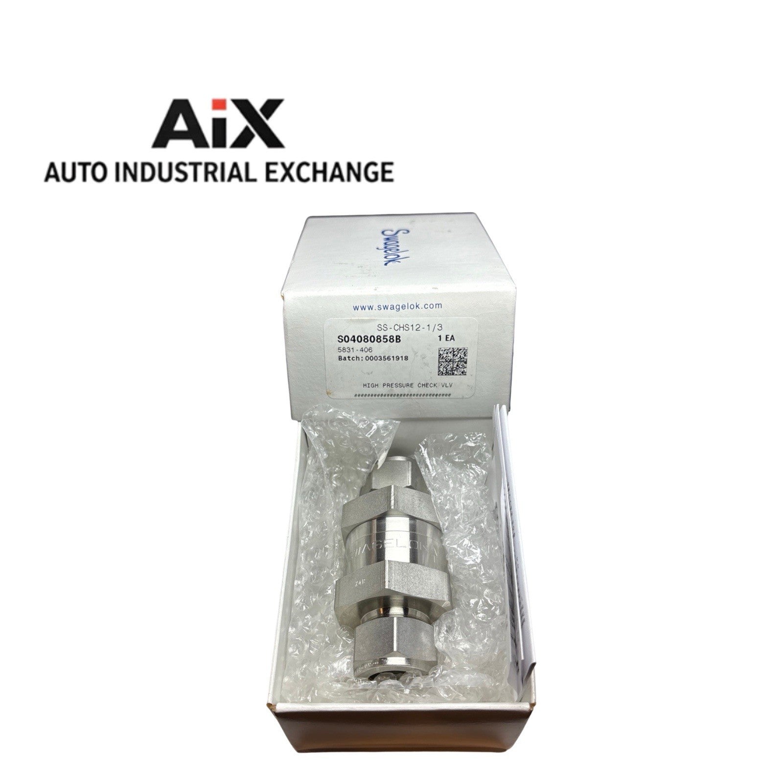 Swagelok SS-CHS12-1/3 Check Valve 3/4” 316 Poppet 5000psi 1/3psi Crack Tube Fit