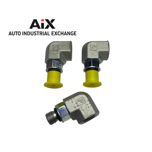 Lot of 3 Parker 4-1/4 AOEG-S Elbow Adapters SAE-ORB to NPTF 5000 PSI Steel