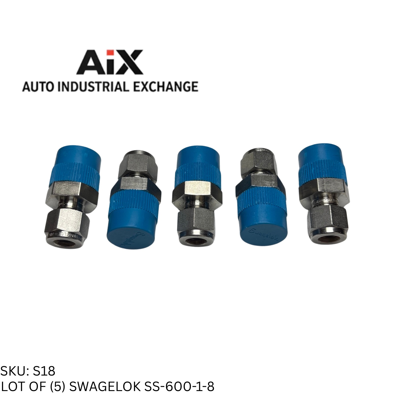 Lot of 5 Swagelok SS-600-1-8 Male Connector Tube Fitting 3/8" Tube x 1/2" MNPT