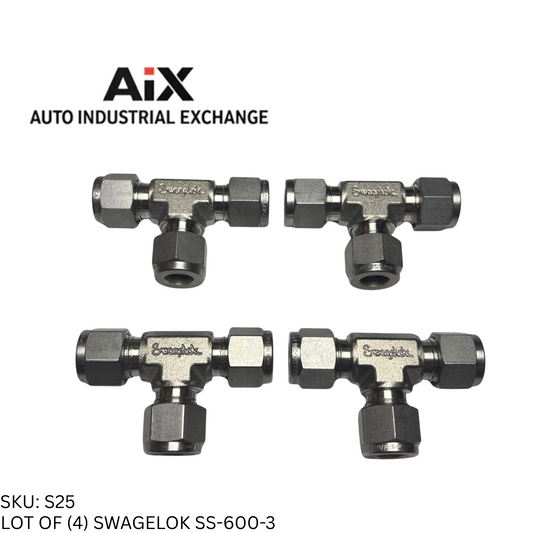 Lot of 4 Swagelok SS-600-3 Tube Fitting Union Tee 3/8" Tube OD Stainless Steel