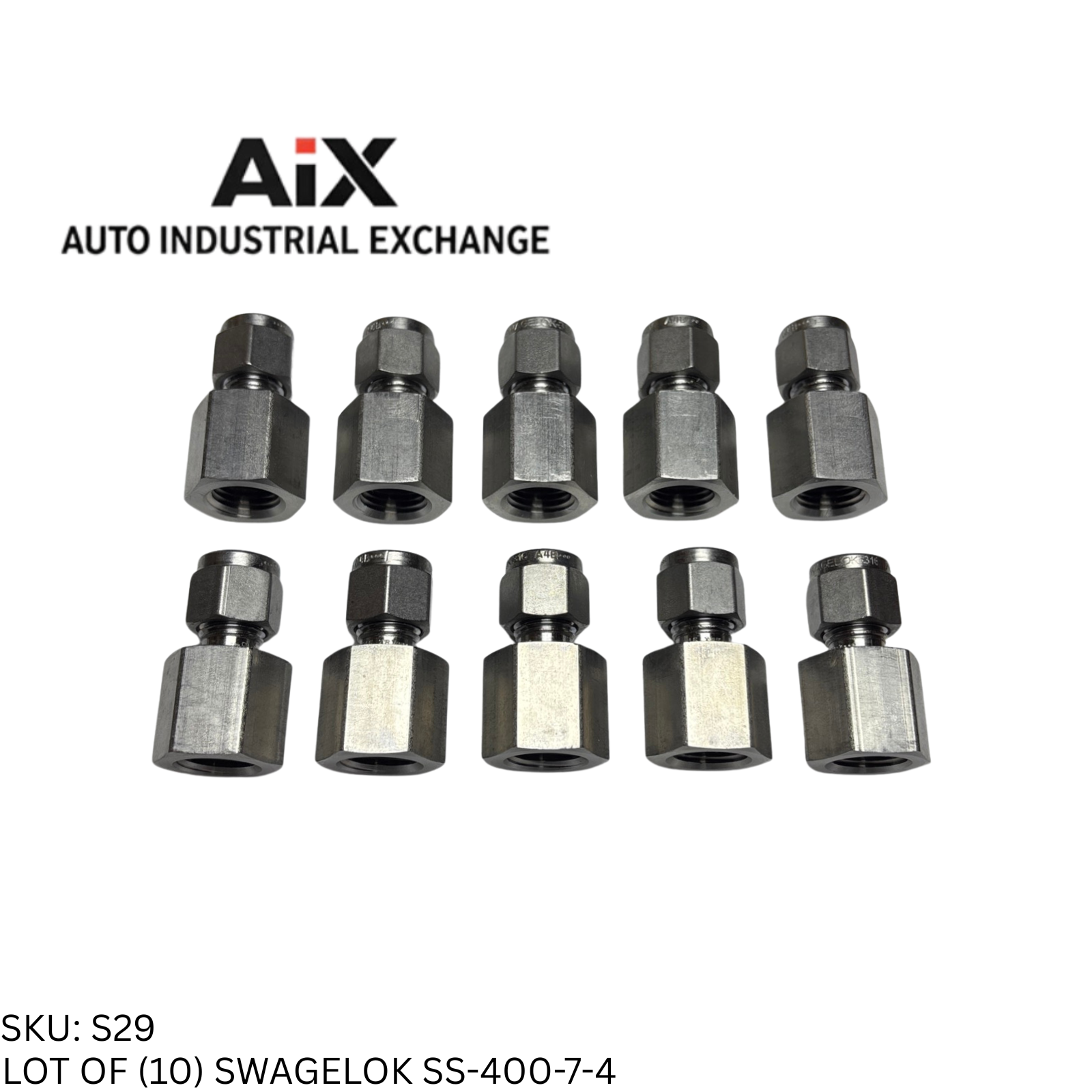Lot of 10 Swagelok SS-400-7-4 Stainless Tube Fitting Female Connector 1/4  x 1/4
