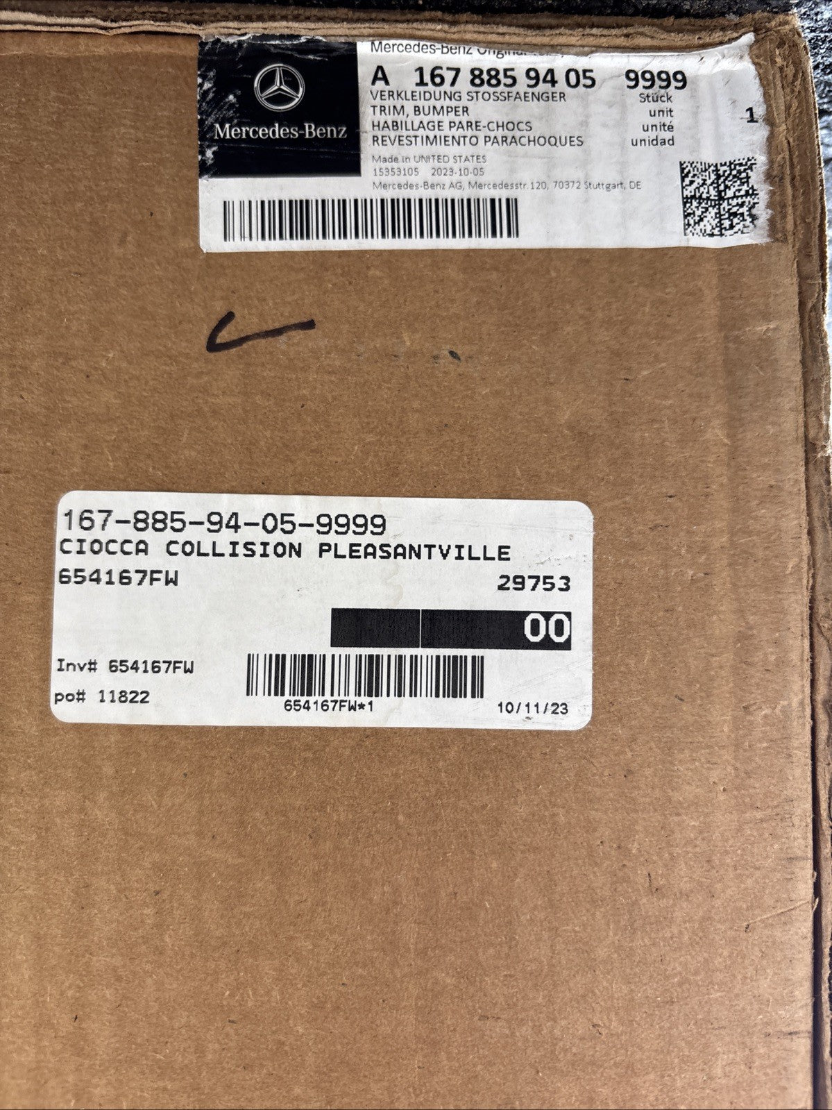 OEM Mercedes A16788594059999 Front Bumper Cover – Factory Primed New