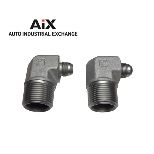 Lot of 2 Parker 8-16 CTX-S 37° Flare NPT Tube Fitting 90° Elbow Steel 3000 PSI