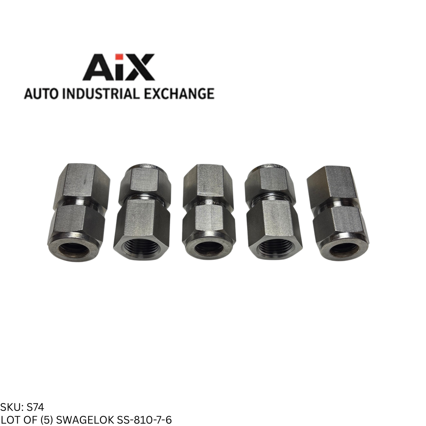Lot of 5 Swagelok SS-810-7-6 Stainless Steel Female Connector 1/2 x 3/8 in.