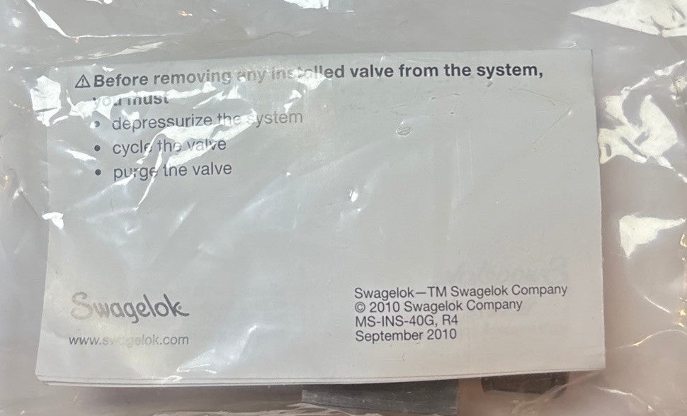 Swagelok SS-43GS4-RD Stainless Steel 3/8” Tube Ball Valve 2-Way Red Handle