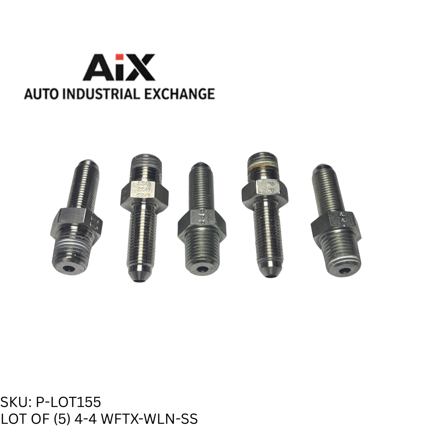 Lot of 5 Parker 4-4 WFTX-WLN-SS Bulkhead Adapter 37° Flare to 1/4" NPT SS