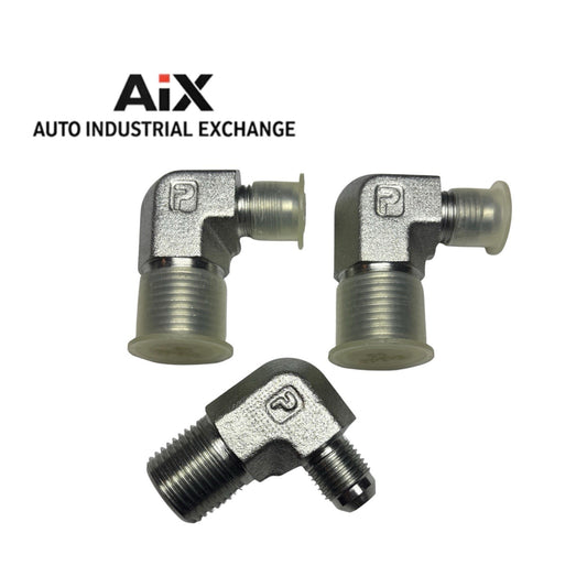 Lot of 3 Parker 6-8 CTX-S JIC 3/8 x 1/2” NPT 90° Elbow Triple-Lok Steel Fittings