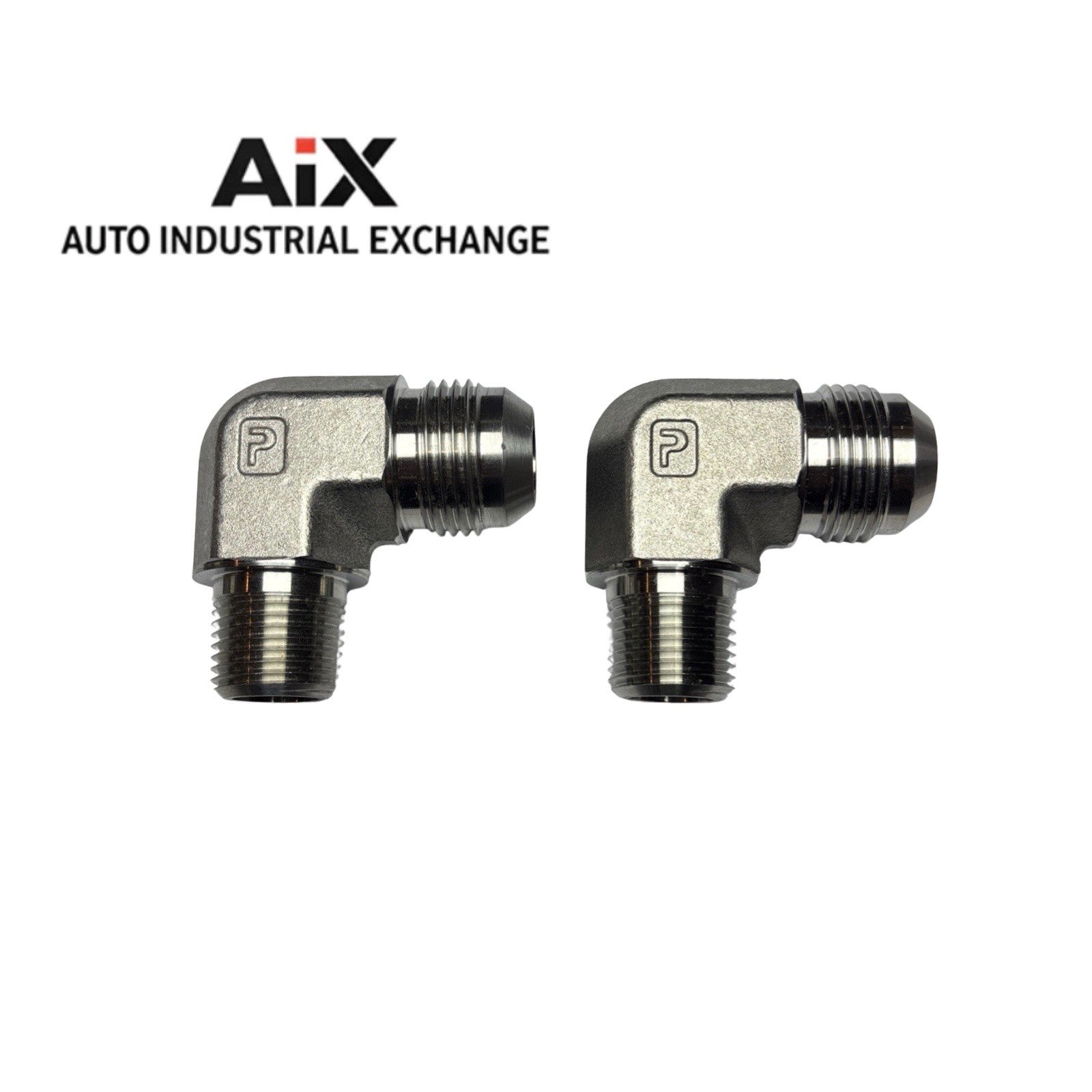 Lot of 2 Parker 12-8 CTX-SS 3/4” x 1/2” 90° Elbow JIC to NPT Male Stainless SS