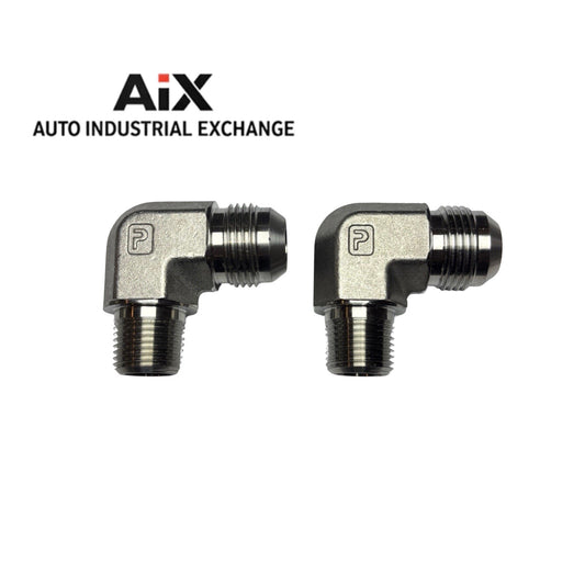 Lot of 2 Parker 12-8 CTX-SS 3/4” x 1/2” 90° Elbow JIC to NPT Male Stainless SS