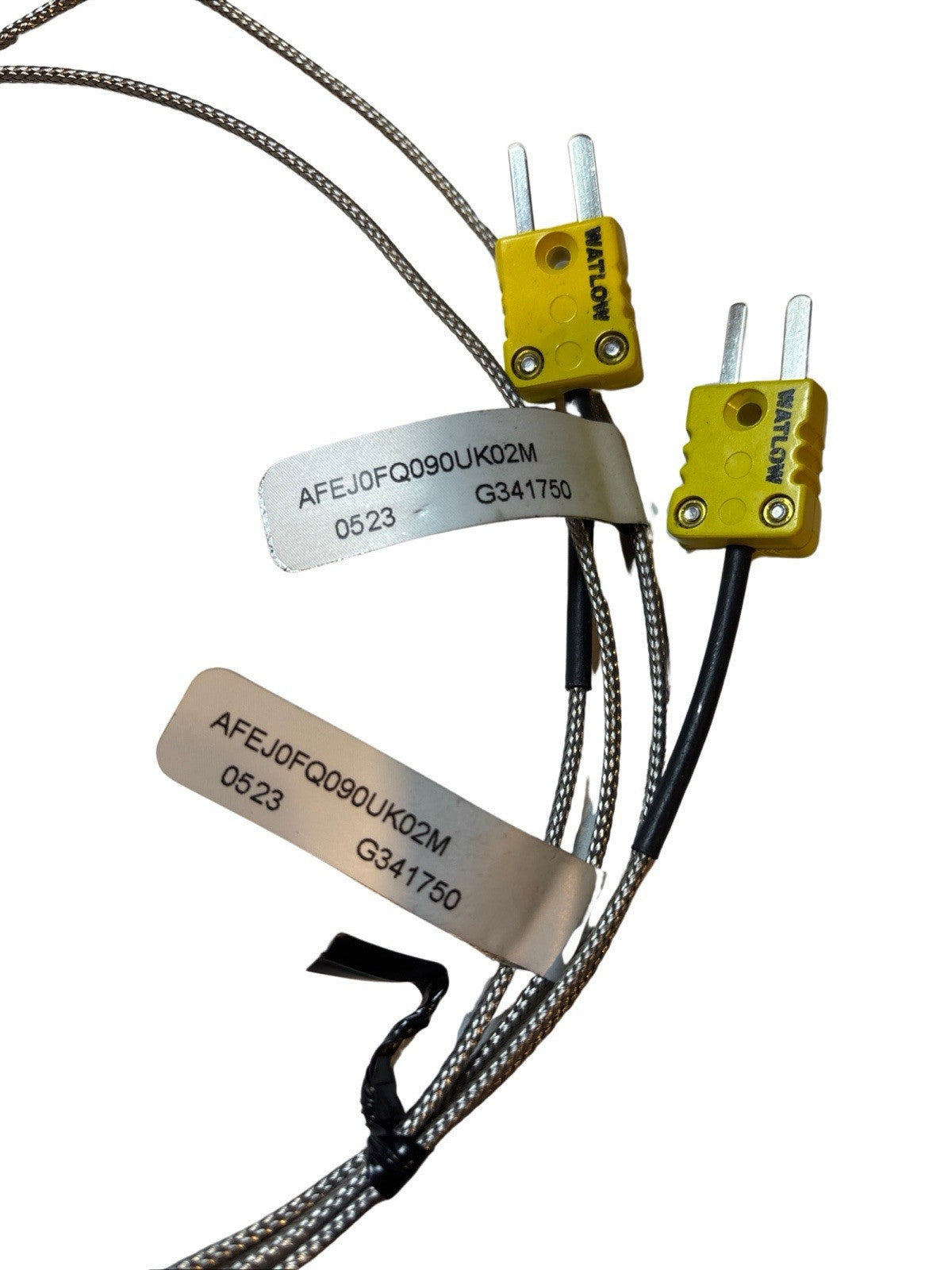 2x Watlow Type K Thermocouples AFEJ0FQ0900UK02M SS Sheath Probe NEW