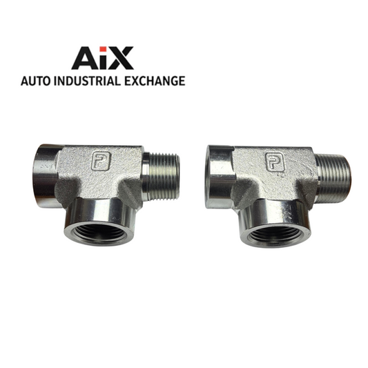 Lot of 2 Parker 1MRO-S Tee Pipe Fittings 1-11 1/2 Male NPT 1800 PSI