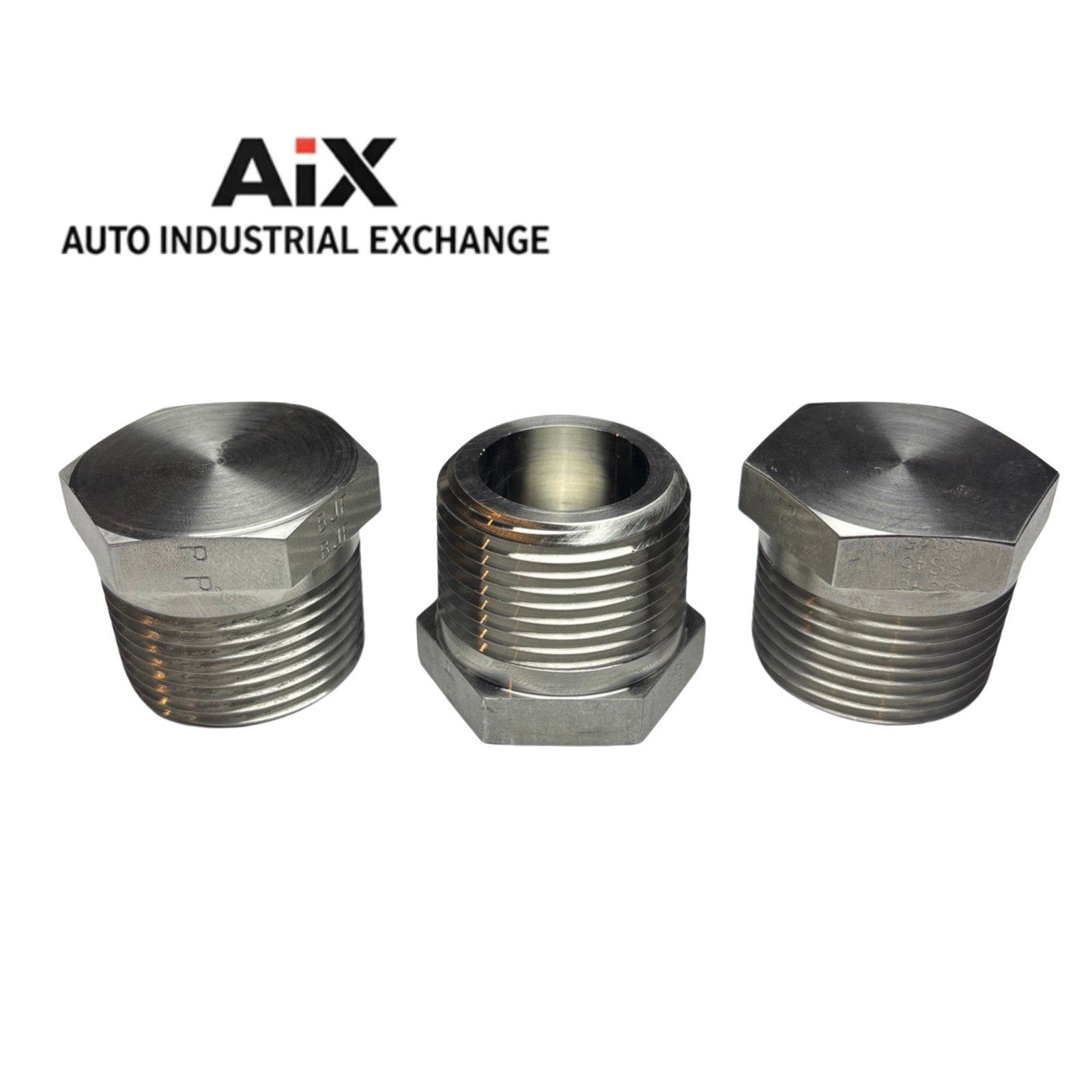 Lot of 3 Parker 1 HP-SS Stainless 1” NPT Hex Head Pipe Plug – 5400 PSI – USA