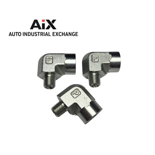 Lot of 3 Parker 1/4 x 1/8 CD-S 90° NPT Street Elbow Pipe Fittings Steel Adapter