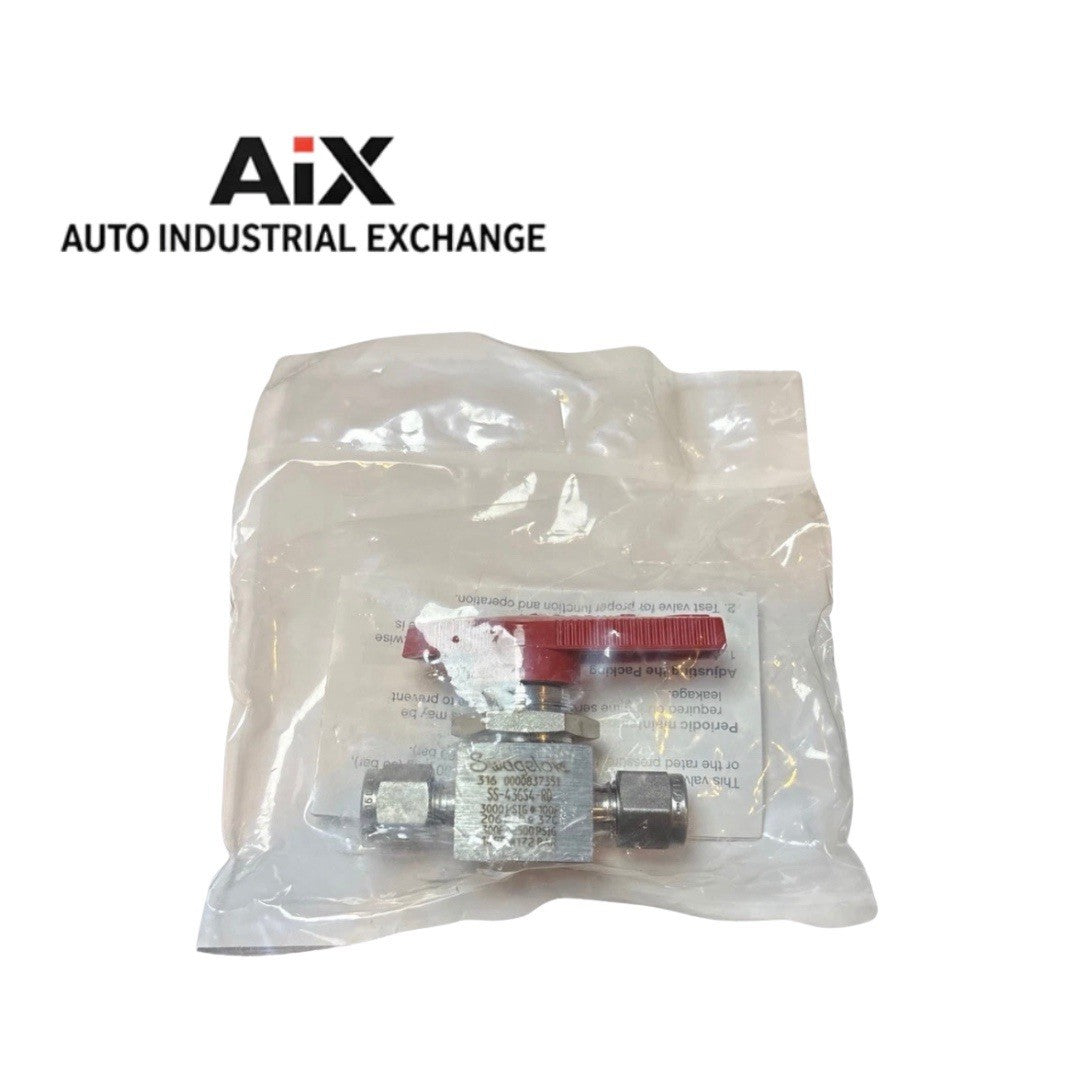 Swagelok SS-43GS4-RD Stainless Steel 3/8” Tube Ball Valve 2-Way Red Handle