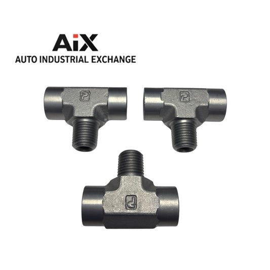 Lot of 3 Parker 1/4 MMS‑S Male Branch Tee 1/4” NPTF x NPTF x MNPT Steel 5K PSI