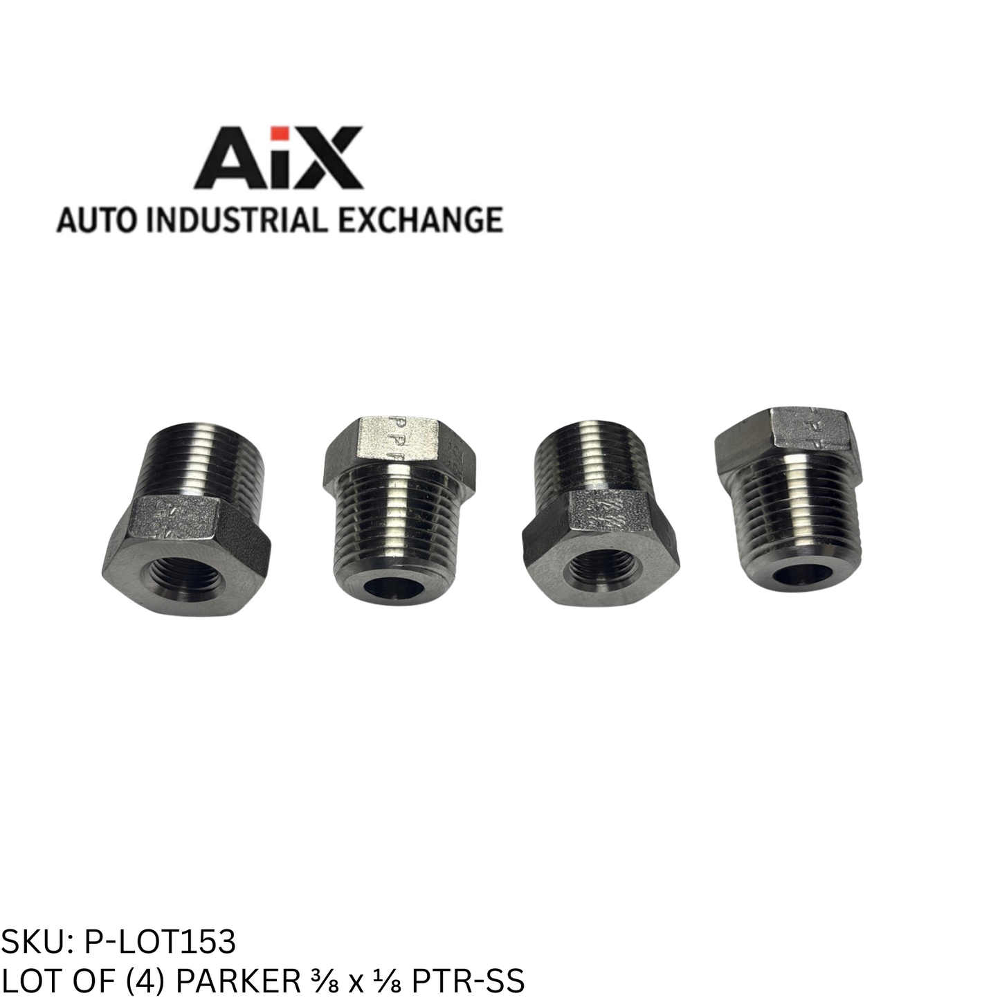 Lot Of (4) Parker 3/8 x 1/8 PTR-SS Pipe Reducer Male NPT x Female NPT Stainless