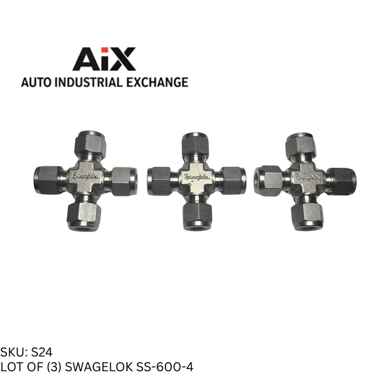 Lot of 3 Swagelok SS-600-4 Tube Fitting Union Cross 3/8" Tube OD Stainless