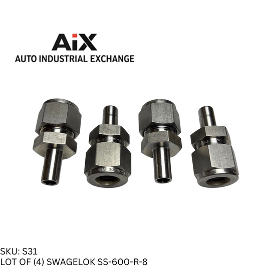 Lot of 4 Swagelok SS-600-R-8 Stainless Tube Fitting Reducer 3/8" OD x 1/2" OD
