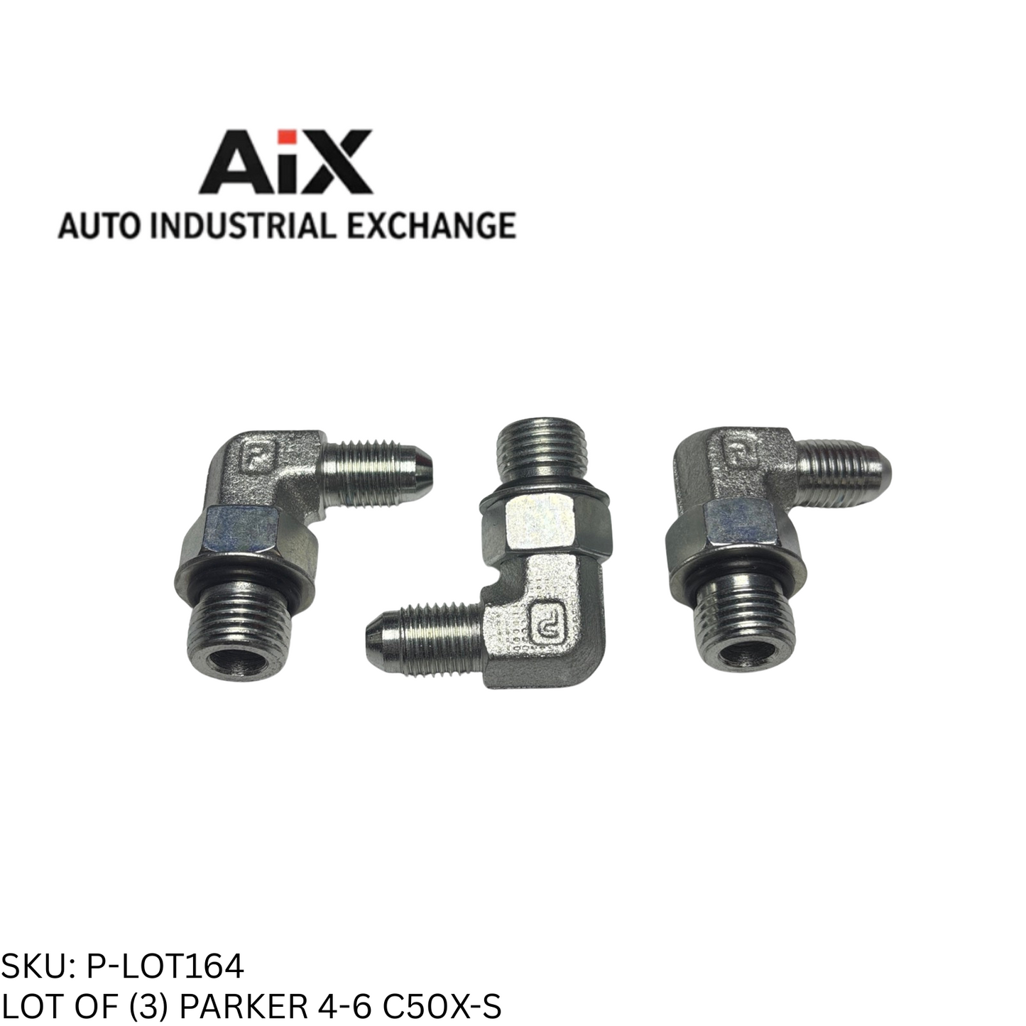 Lot of 3 Parker 4-6 C50X-S 90° Elbow Adapter 37° Flare Tube to SAE-ORB Steel