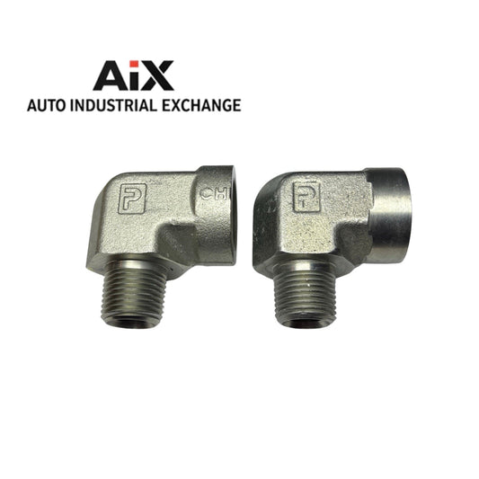 Lot of 2 Parker 3/4 x 1/2 CD-S 90° Elbow NPT Pipe Adapters Steel Fittings New