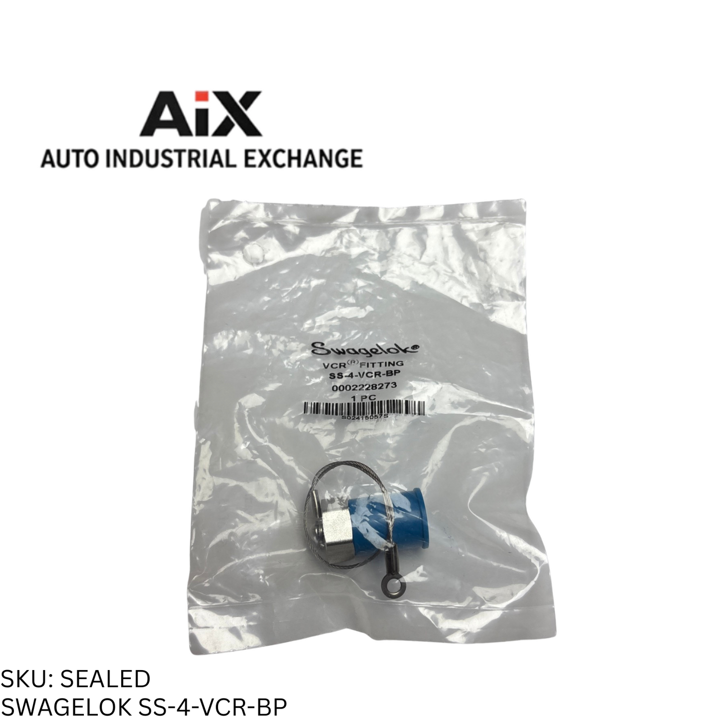 Swagelok SS-4-VCR-BP 316 Stainless Steel VCR Face Seal Plug 1/4" Lanyard