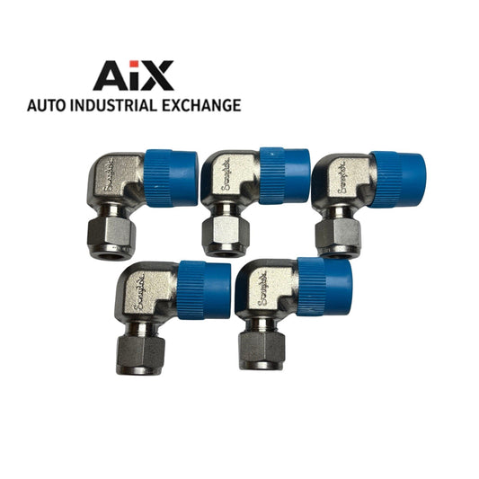 Lot of 5 Swagelok SS-600-2-8 Male Elbow Fittings 3/8” Tube x 1/2” NPT Stainless