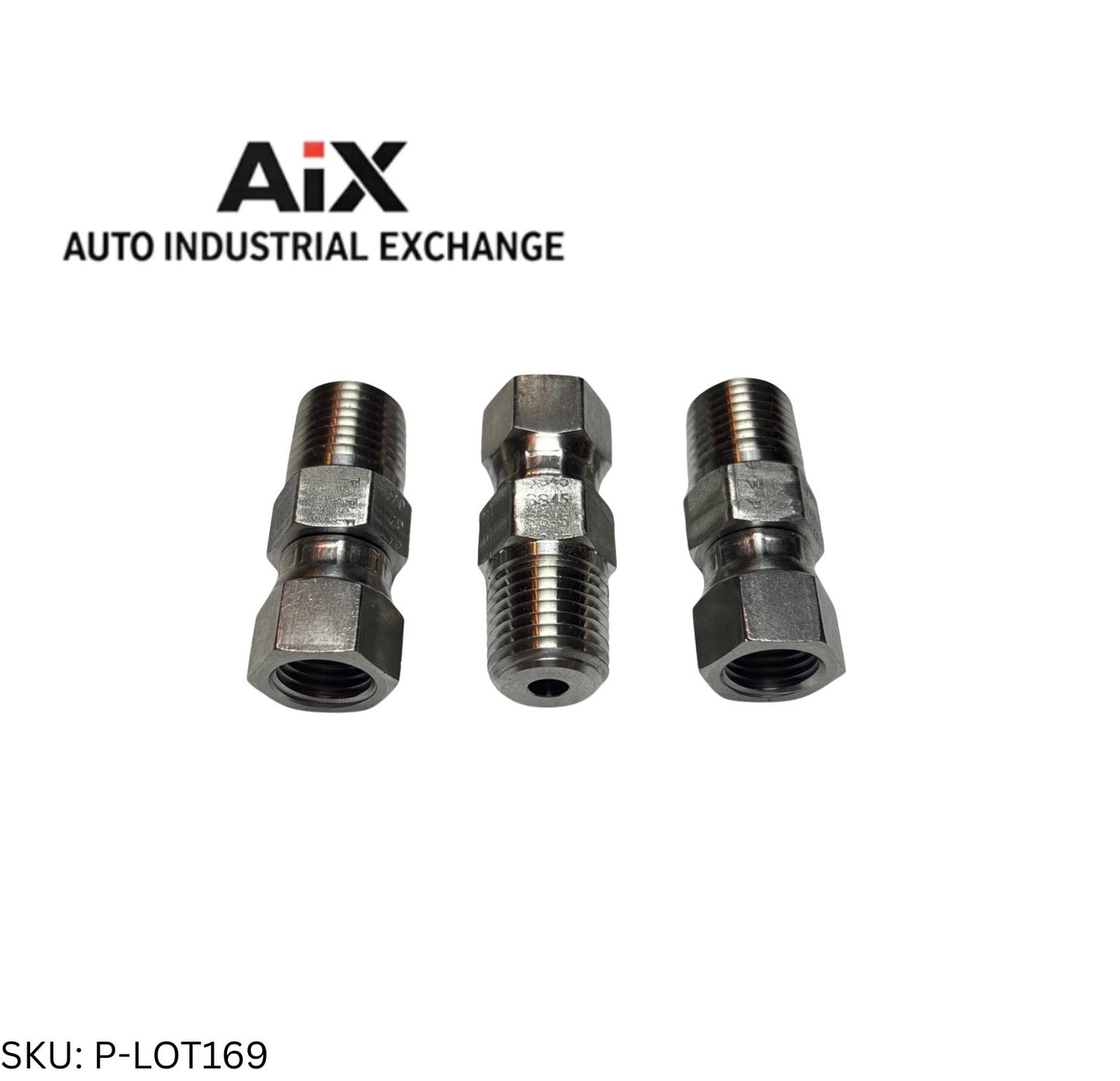 Lot of 3 Parker 4-4 F6X-SS Straight Tube Adapter 37° Flare to Female NPT SS