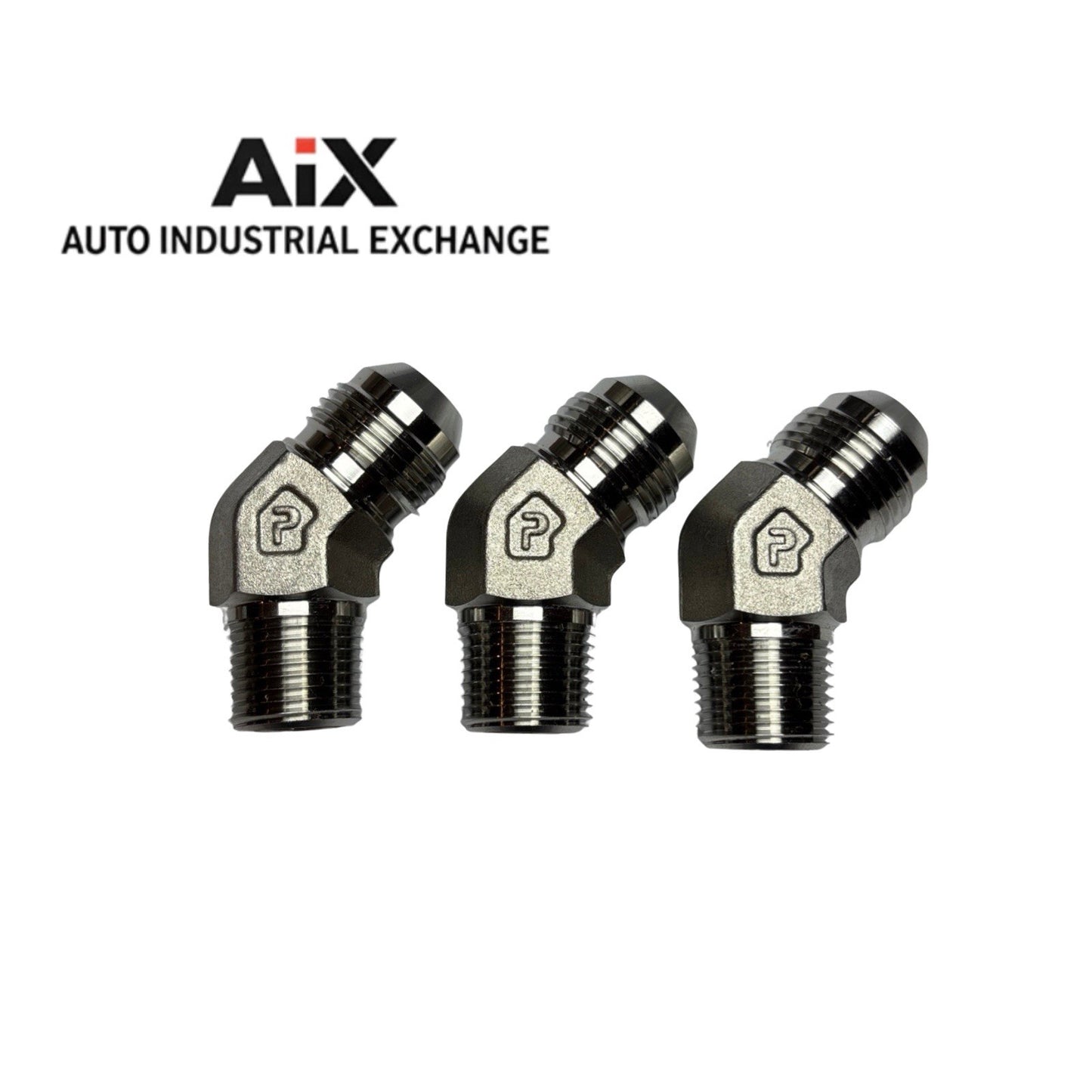 Lot of 3 Parker 8 VTX-SS 45° Elbow 1/2” Flare x 3/8” NPT Triple-Lok Fittings