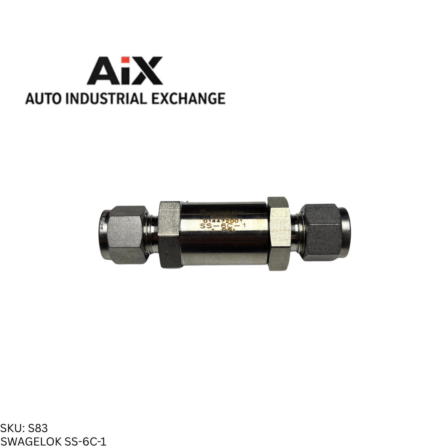 Swagelok SS-6C-1 Stainless Steel Check Valve 3/8 in Tube Fitting 1 psig Fixed