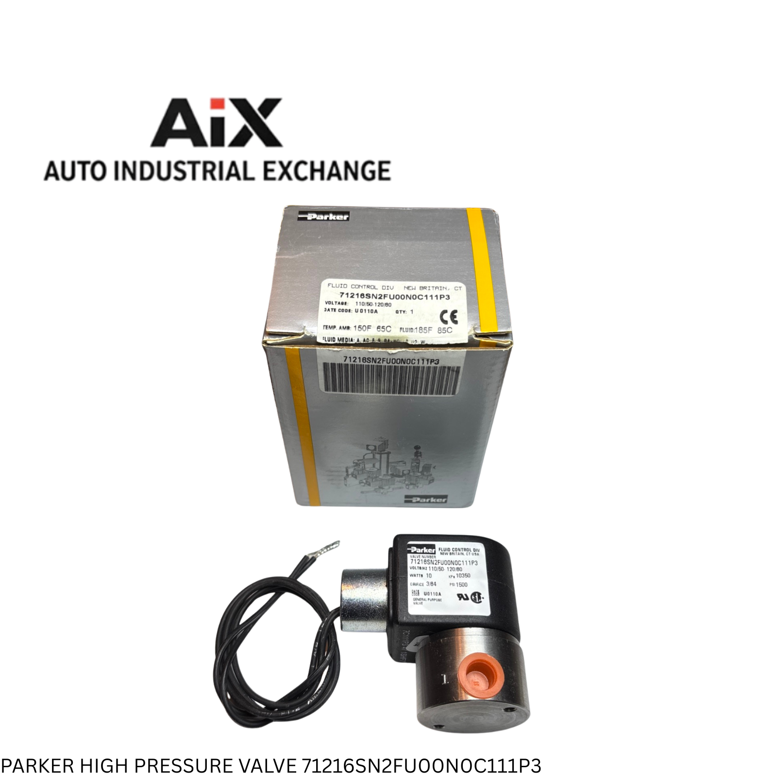 Parker Valve 71216SN2FU00N0C111P3 High-Pressure Solenoid Valve, 1/4” NPT