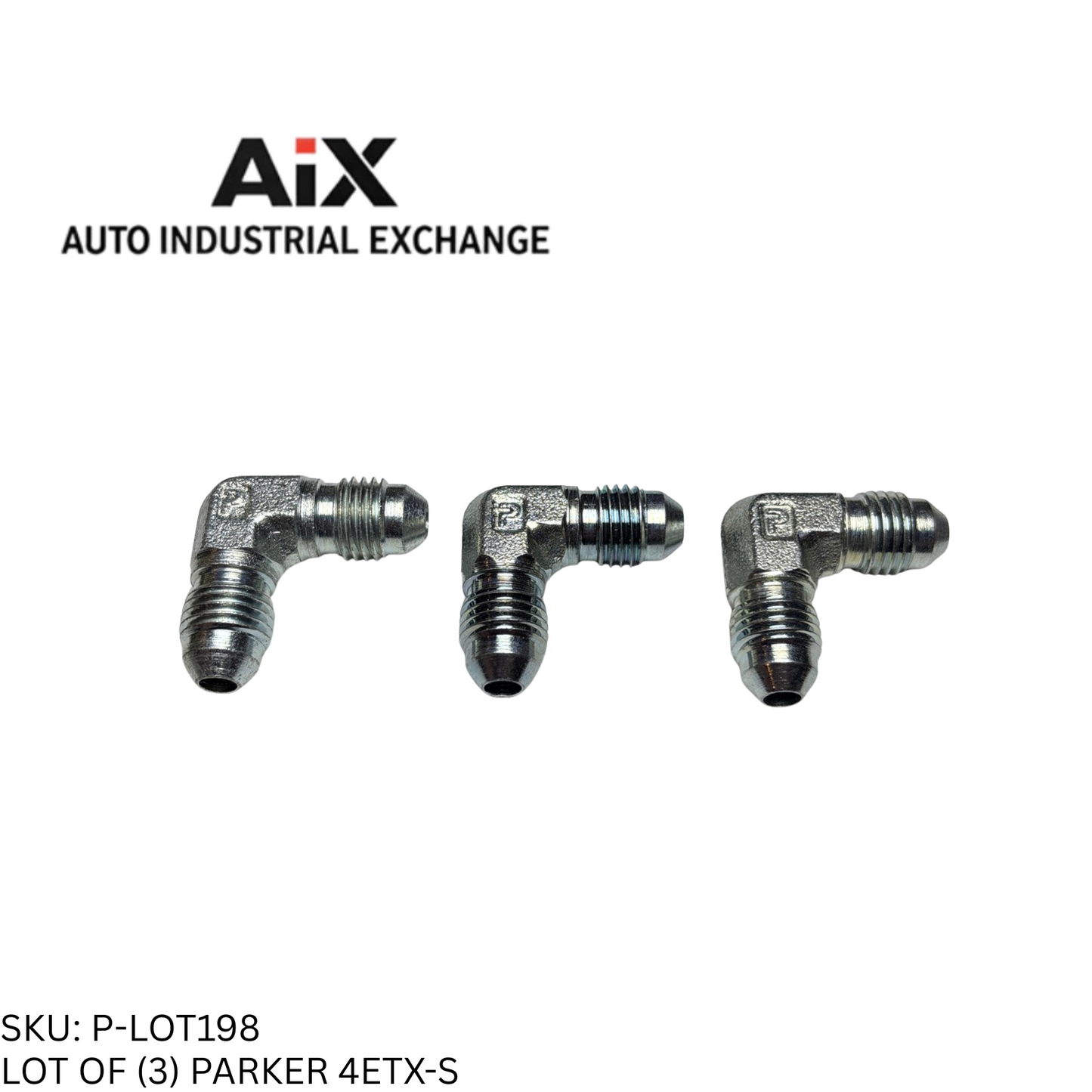 Lot of 3 Parker 4ETX-S 90° Steel Elbow Male 37° Flare Tube to Tube 7500 PSI