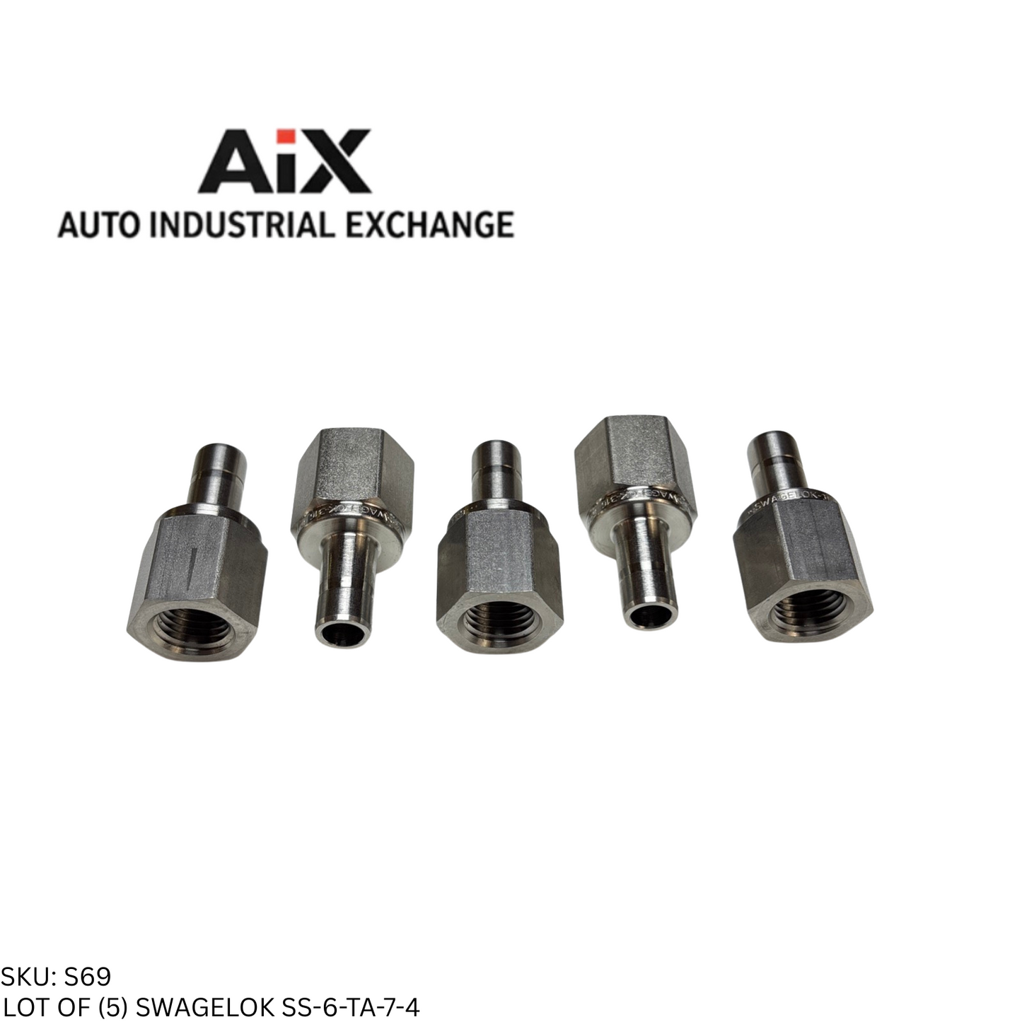 Lot of 5 Swagelok SS-6-TA-7-4 Stainless Steel Female Tube Adapter 3/8 x 1/4 NPT