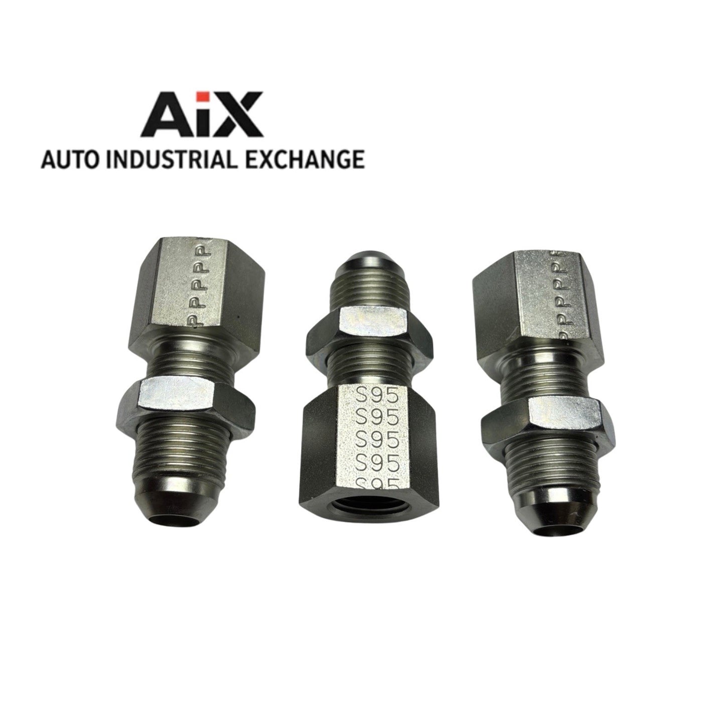 Lot of 3 Parker 8 WGTX-WLN-S Triple-Lok 1/2 x 3/8 NPTF Bulkhead Adapters Steel