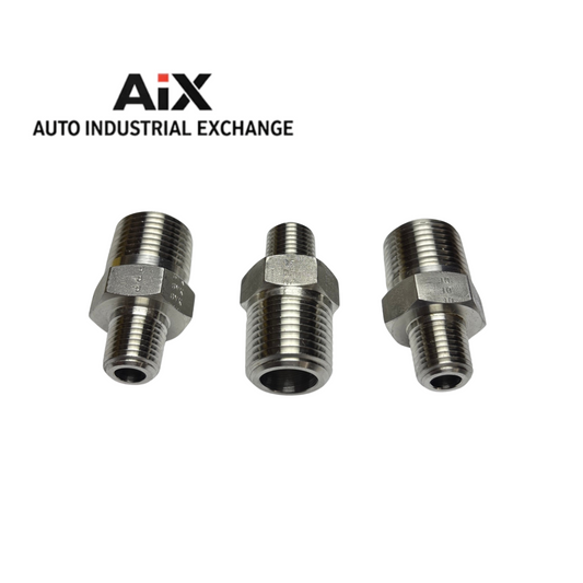 Lot of 3 Parker 1/2 x 1/4 FF-SS Stainless Steel Male NPT/NPTF Port Nipple