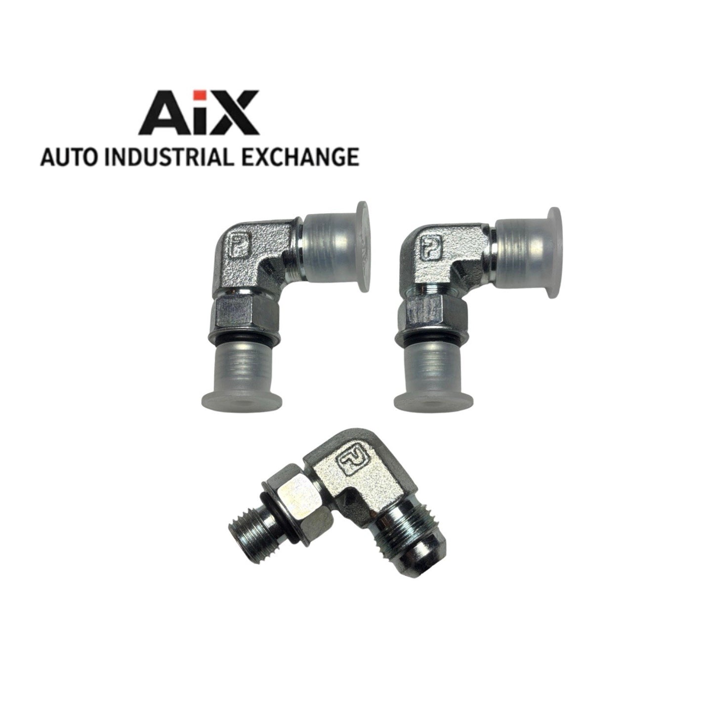 Lot of 3 Parker 6 C50X-S 3/8 x 9/16 JIC 37° Steel Elbow Fittings Triple-Lok